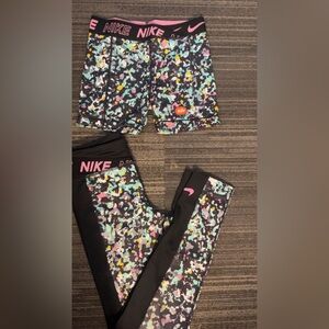 Nike Pro Kids Colorful Patterned Shorts & Leggings Set